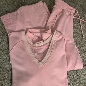 Free People Pink Wide Leg Sweat Set